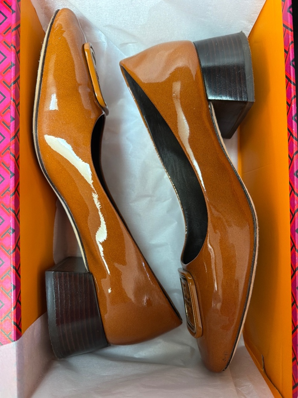 Tory Burch Georgia Brown Patent Leather Pumps Heels – Size 8